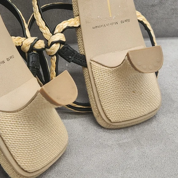 Dolce Vita Sandals 10 Tan Woven Dainty Strappy Bev Kitten Heel Square New $120 - Picture 14 of 16